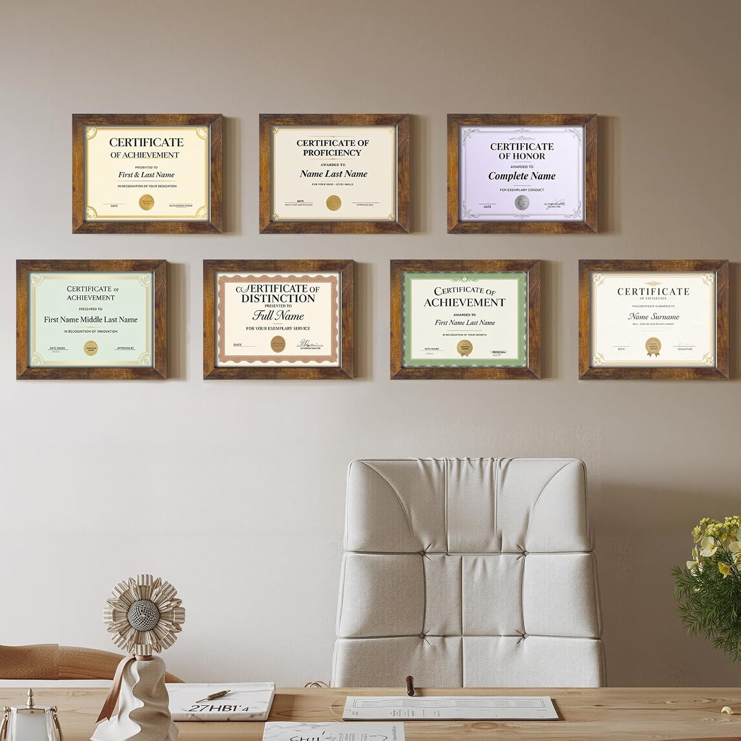 Certifications wall at Gayatri Dental Clinic | Dr Neha otwani